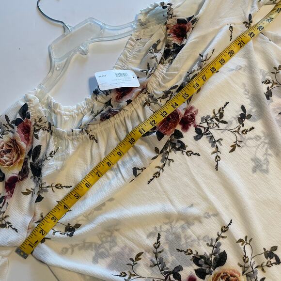 Umgee NEW Off Shoulder Bell Sleeve Top Womens XL Ivory Floral Flowy Boho NWT - Picture 8 of 9